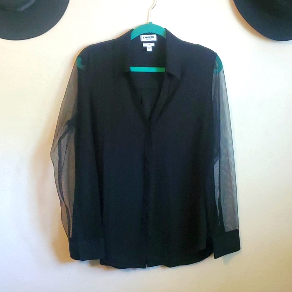 NWOT EXPRESS SHEER SLEEVE PORTOFIRNO BLOUSE LARGE